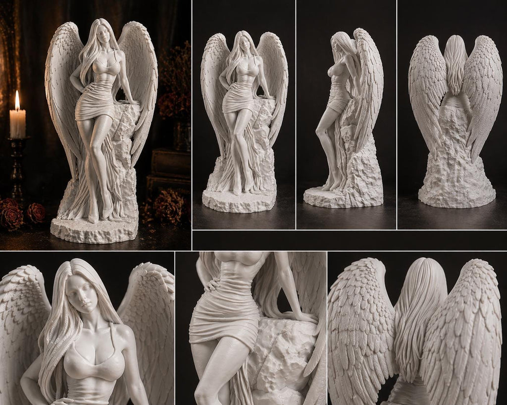 Gothic Angel Statue, Dark Fantasy Sculpture