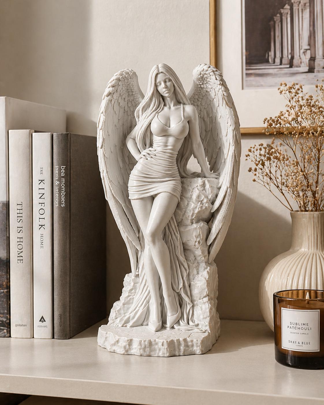 Gothic Angel Statue, Dark Fantasy Sculpture
