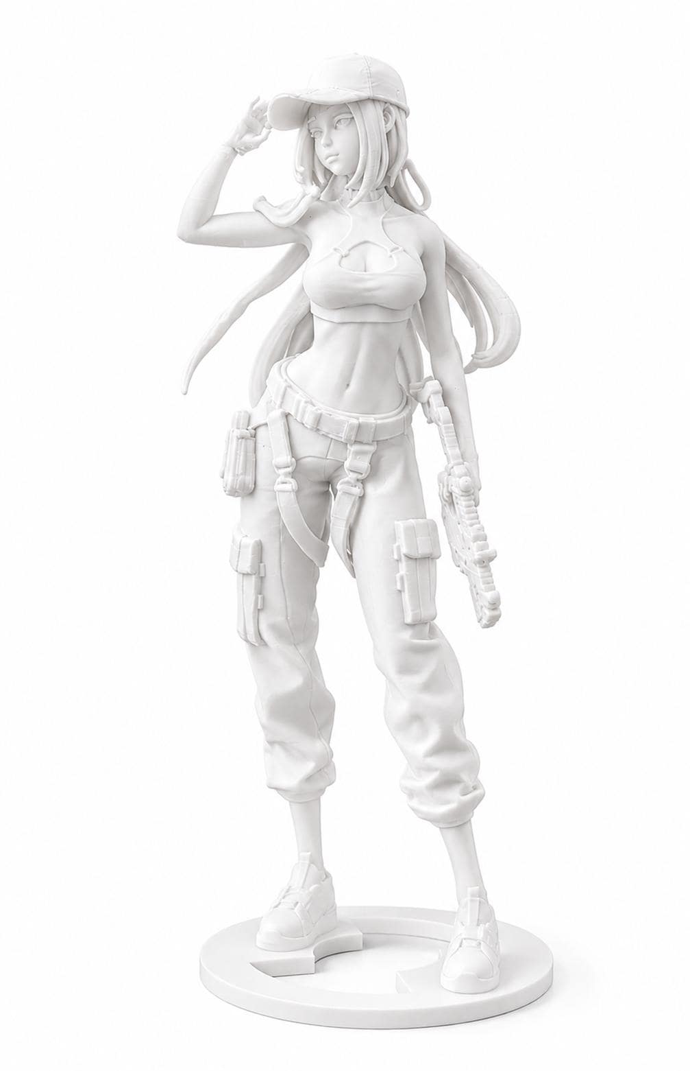 Anime Girl Figurine, 3D Printed Minimalist Sculpture, Otaku Gamer Desk Decor