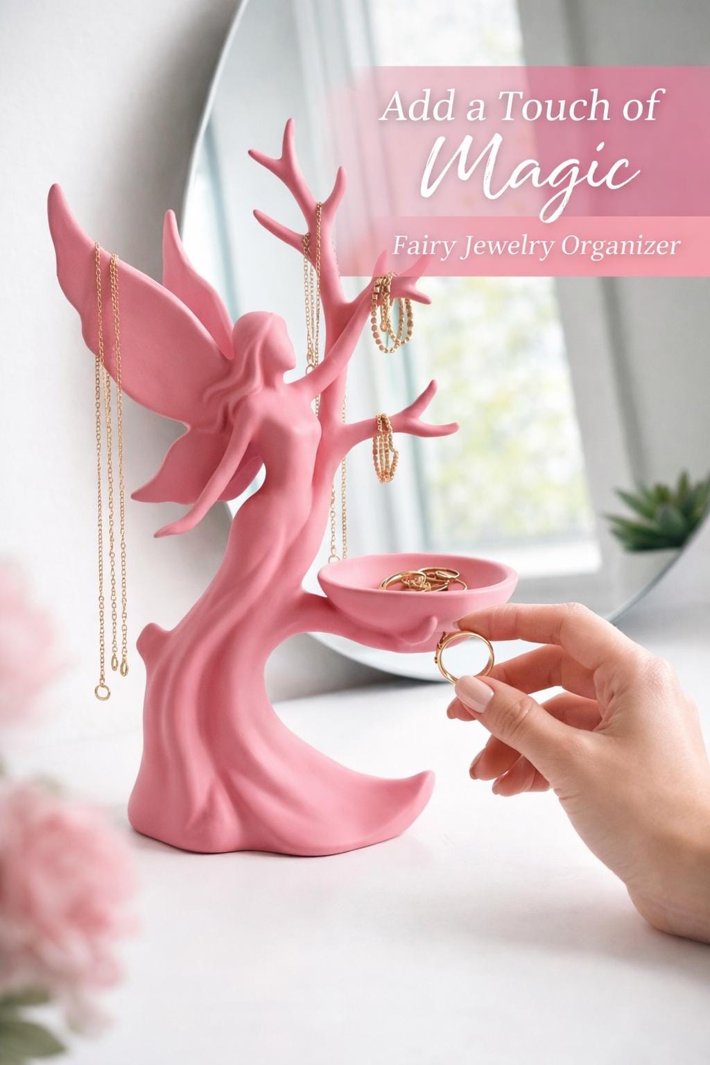 Fairy Tree Jewelry Organizer, Necklace Holder Stand, Ring Tray, Vanity Decor