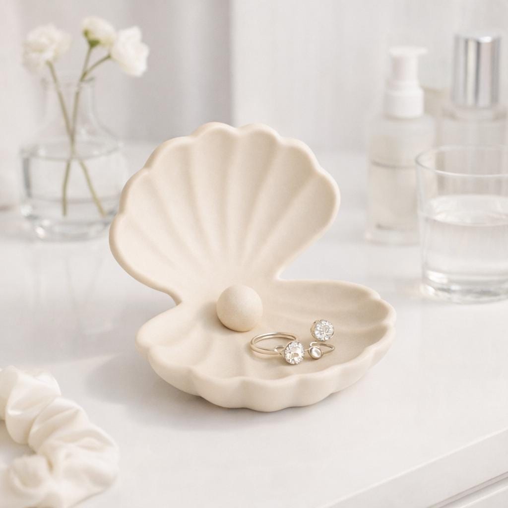 Shell Jewelry Tray, Minimal Ring Holder Dish, Coastal Organizer