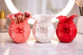 Fairy Makeup Brush Holder, Pink/White Vanity Decor, Fantasy Brush Cup, Beauty Storage Organizer