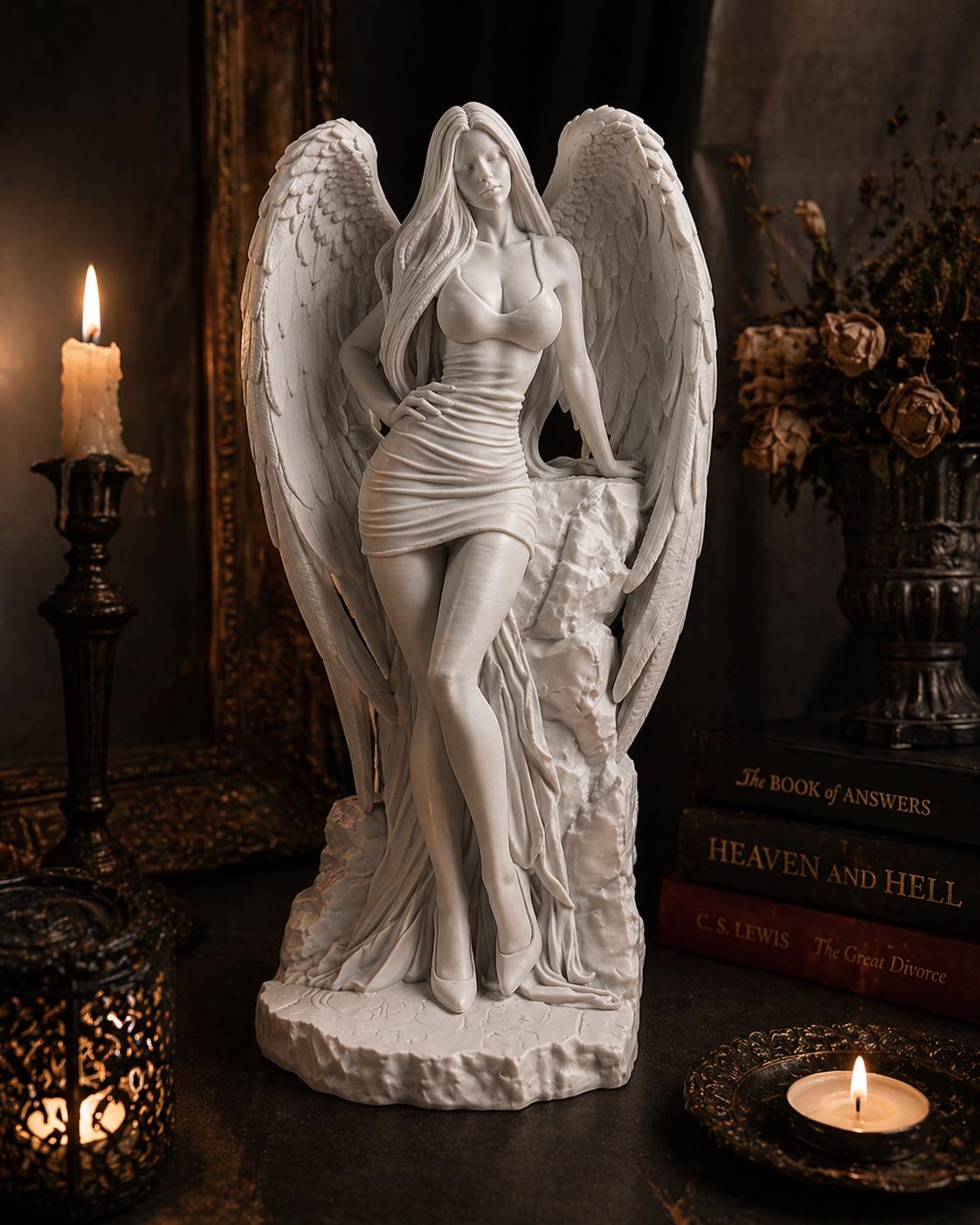 Gothic Angel Statue, Dark Fantasy Sculpture