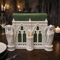 Gothic Cathedral Napkin Holder with Angel Statues – Medieval Table Decor Accent