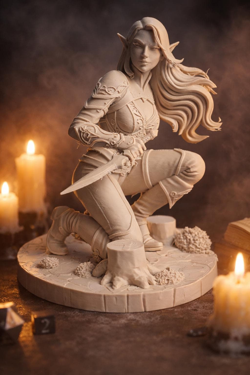 Elf Rogue Miniature, DND Tabletop Figure, Dynamic RPG Character Model, Unpainted Collectible