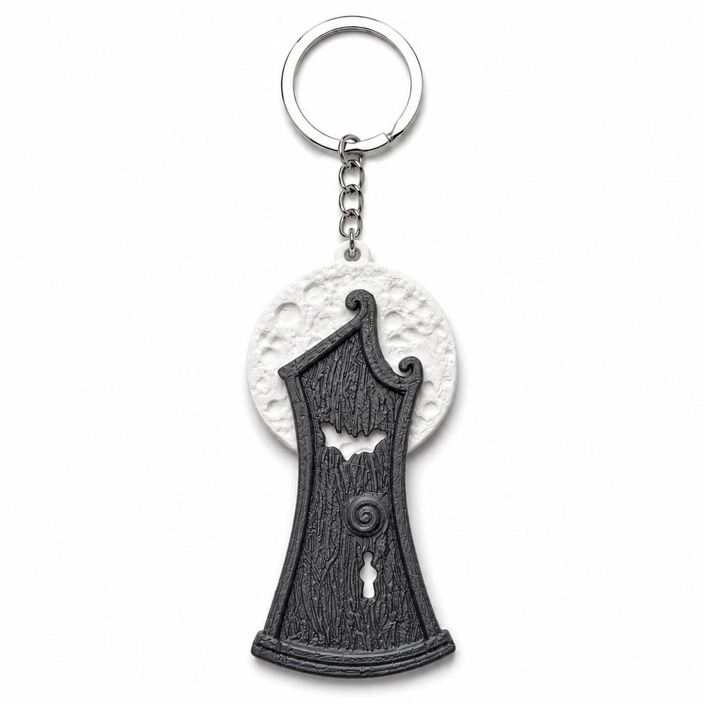 Gothic Moon Door Keychain, Dark Academia Bat Charm, Witchy Bag Accessory