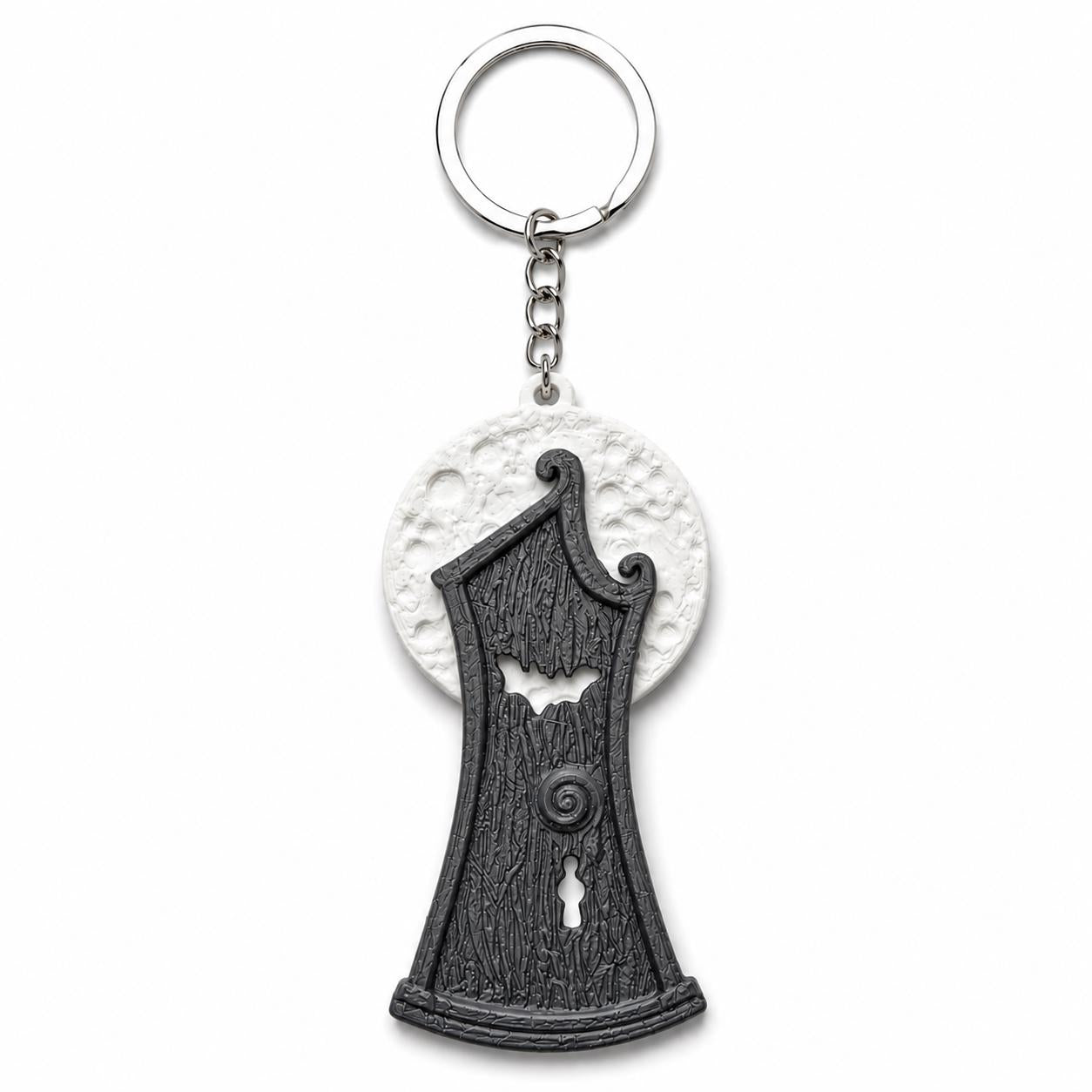 Gothic Moon Door Keychain, Dark Academia Bat Charm, Witchy Bag Accessory