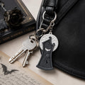 Gothic Moon Door Keychain, Dark Academia Bat Charm, Witchy Bag Accessory