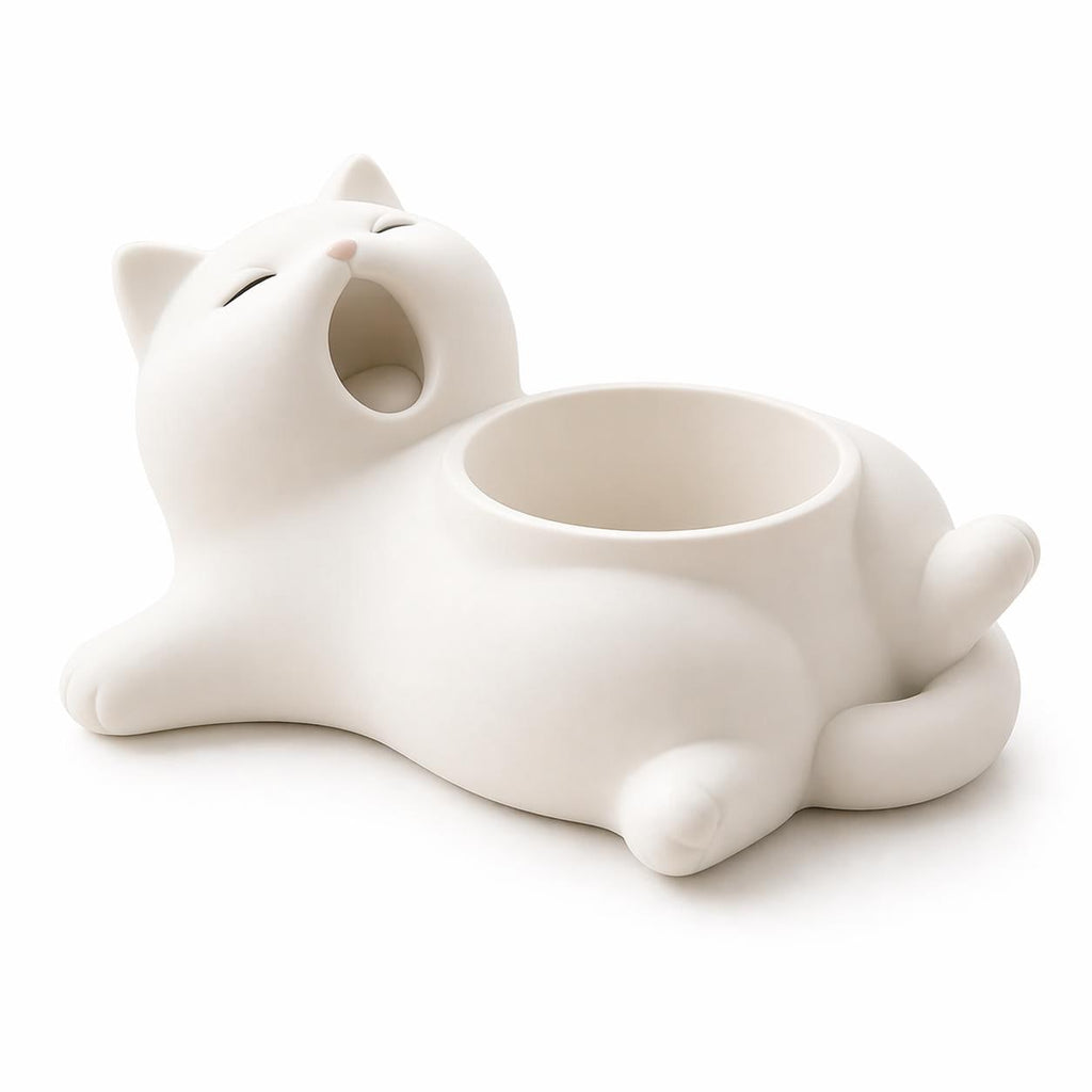 Sleepy Yawning Cat Planter, Succulent Pot, Cozy Desk Decor, Garden Decor