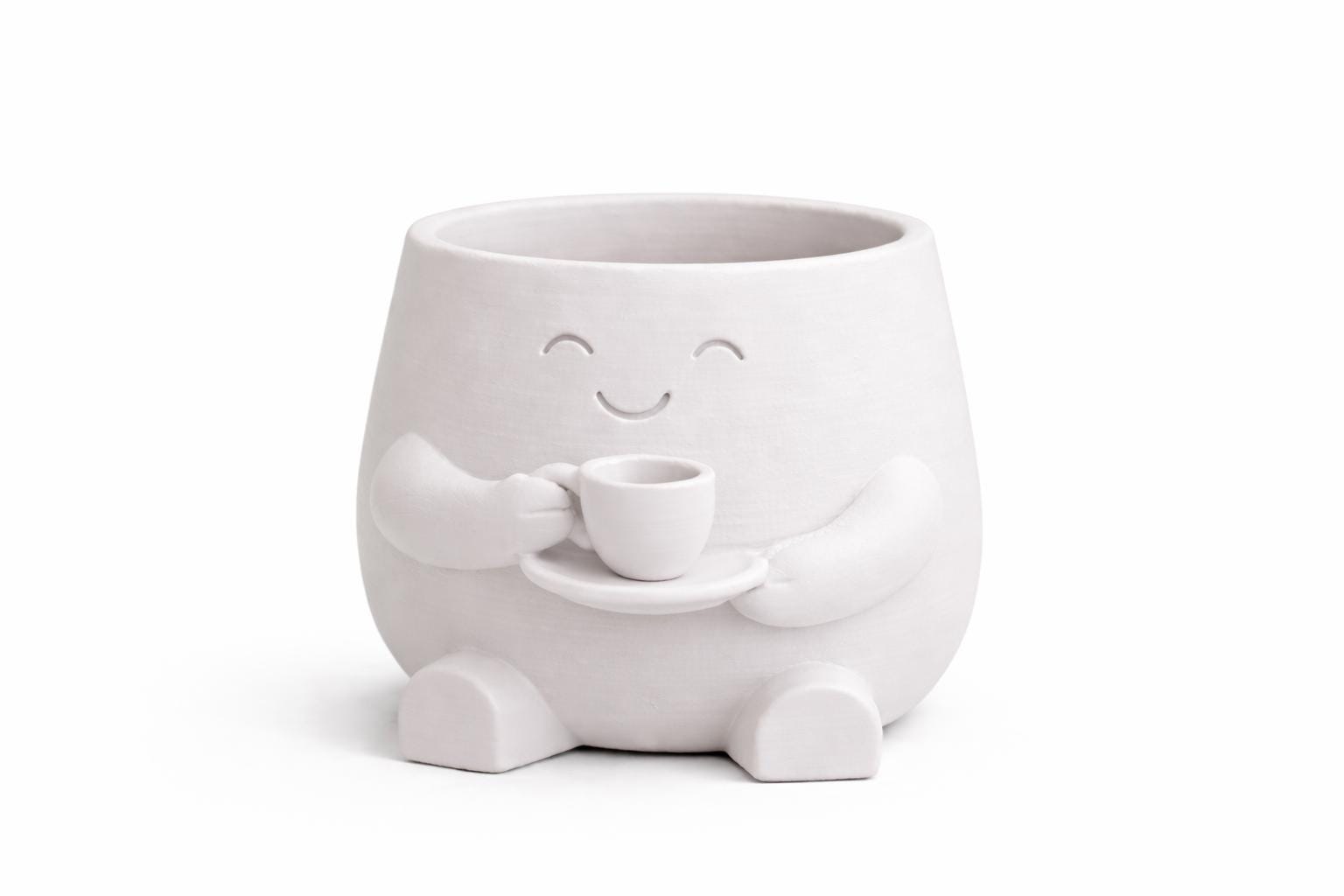 Cat Hug & Coffee Planter Pot, Succulent Planters, Cozy Home Garden Decor
