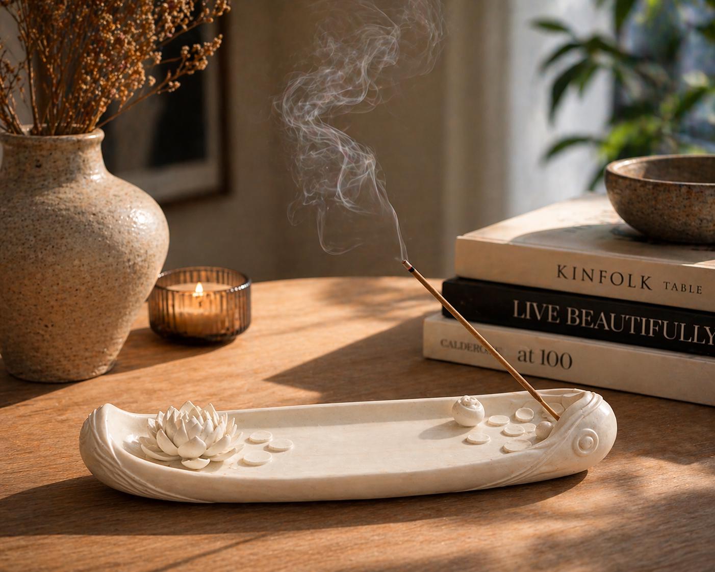 Minimalist Lotus Incense Holder, Zen Decor