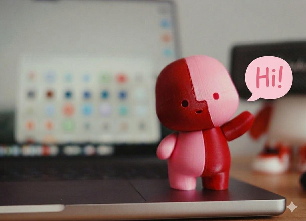 Little Magnet Guy Desk Decor, Minimalist Kawaii Figure, Two-Tone Design