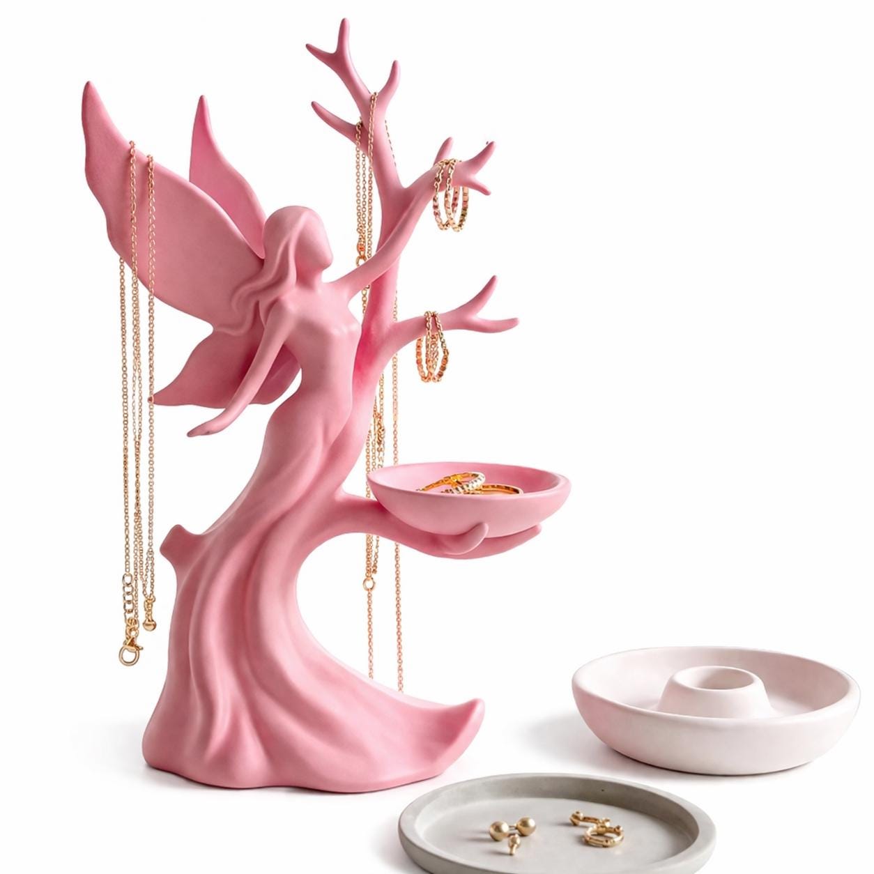 Fairy Tree Jewelry Organizer, Necklace Holder Stand, Ring Tray, Vanity Decor