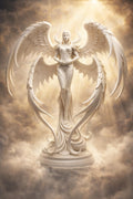 White Angel Statue, Seraphim Sculpture, Gothic Celestial Figurine