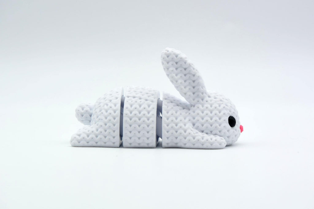 Articulated Bunny Keychain, Minimalist White Rabbit Bag Charm
