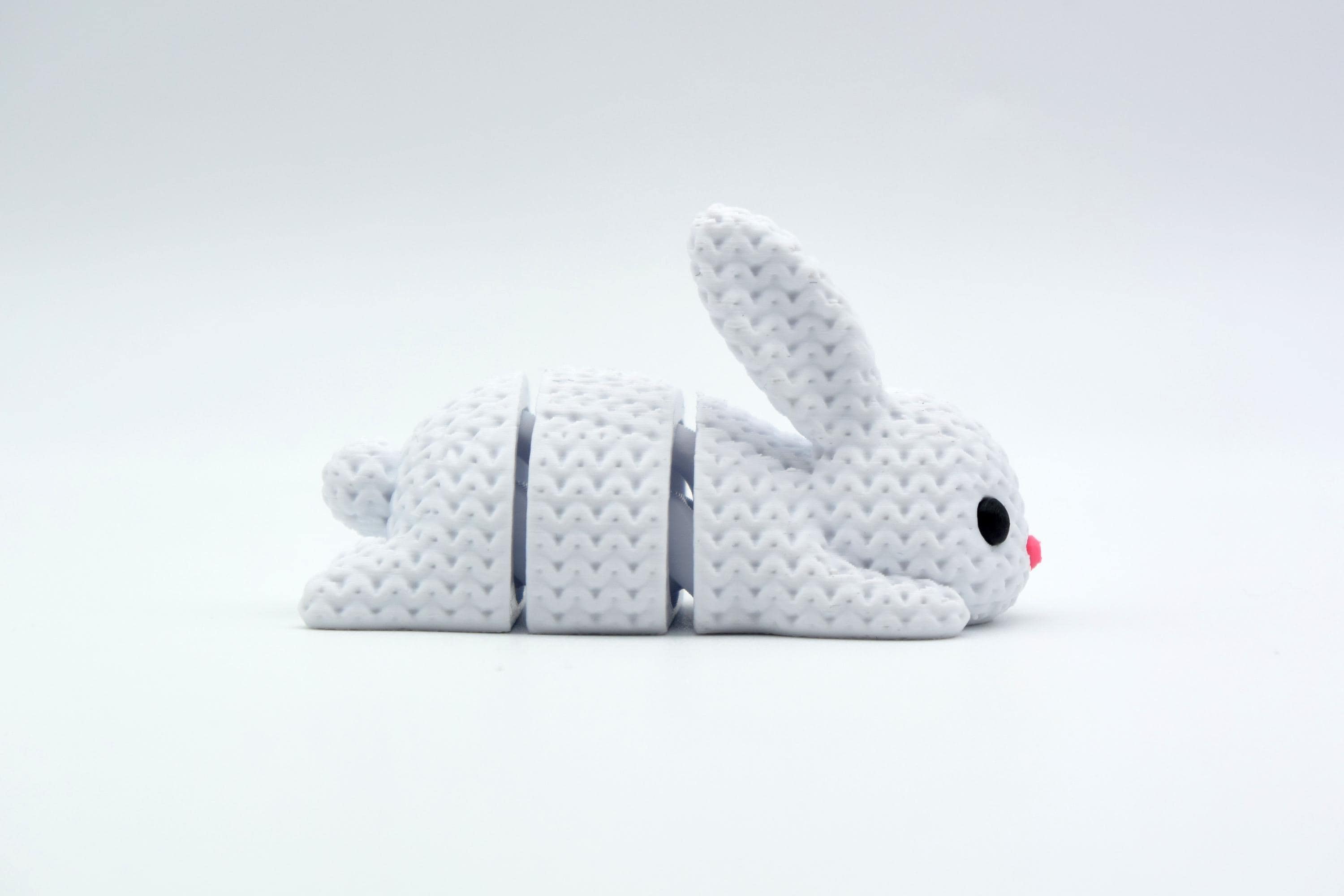 Articulated Bunny Keychain, Minimalist White Rabbit Bag Charm