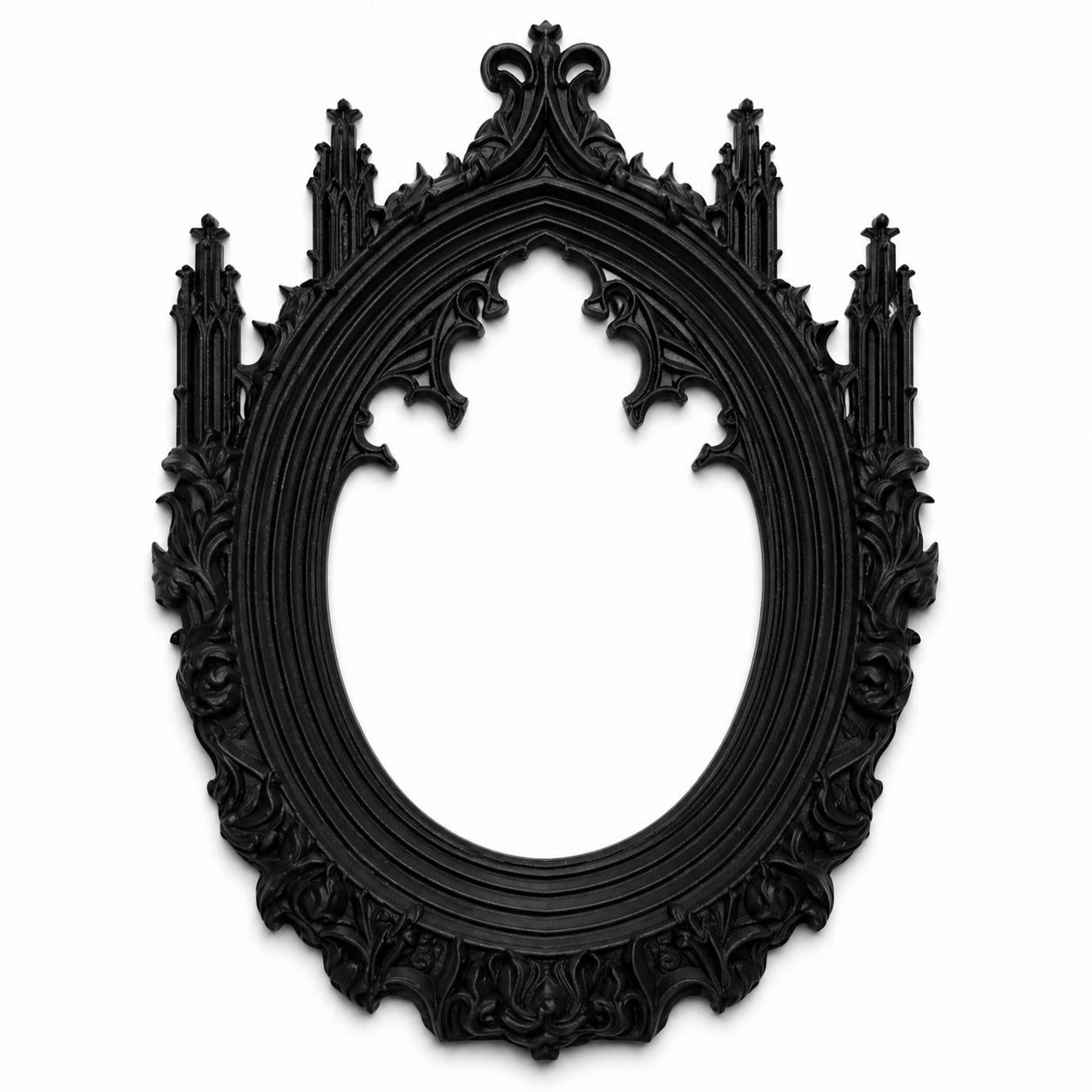 Gothic Oval Frame Wall Decor, Baroque Mirror, Dark, Witchy Decor
