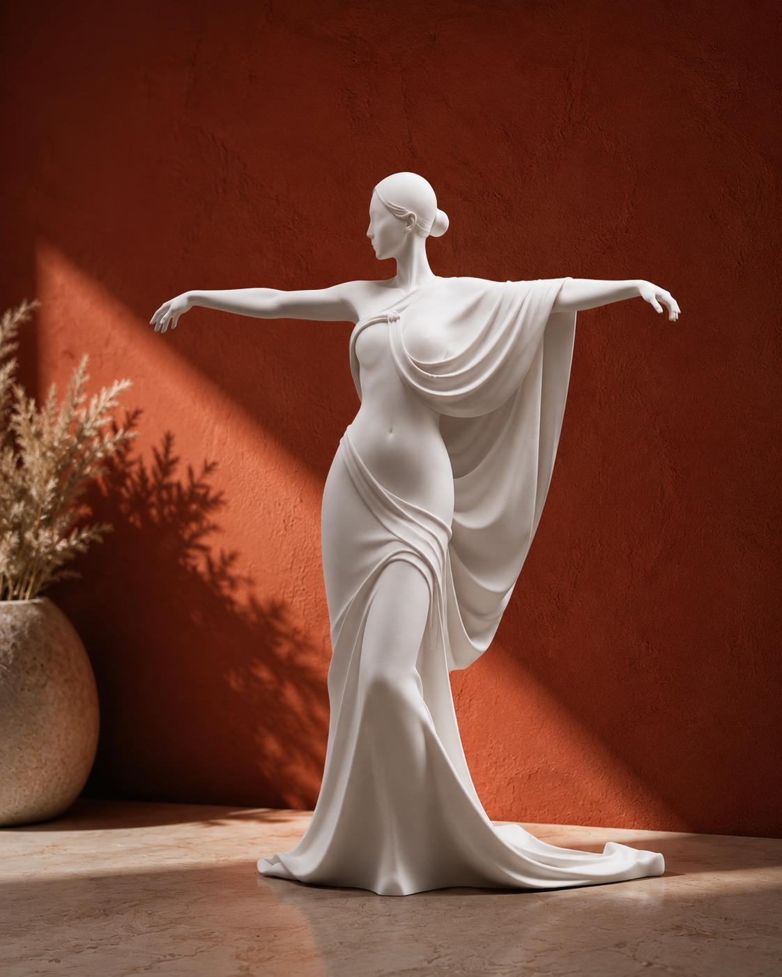 Abstract Goddess Statue, Minimalist Female Sculpture, Greek Inspired Decor