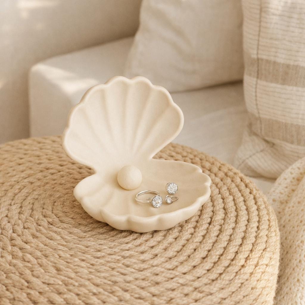 Shell Jewelry Tray, Minimal Ring Holder Dish, Coastal Organizer