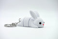 Articulated Bunny Keychain, Minimalist White Rabbit Bag Charm