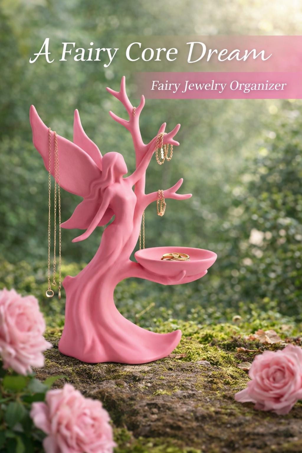 Fairy Tree Jewelry Organizer, Necklace Holder Stand, Ring Tray, Vanity Decor