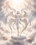 Guardian Elegant Angel Sculpture – White Winged Figurine, Celestial Home Decor