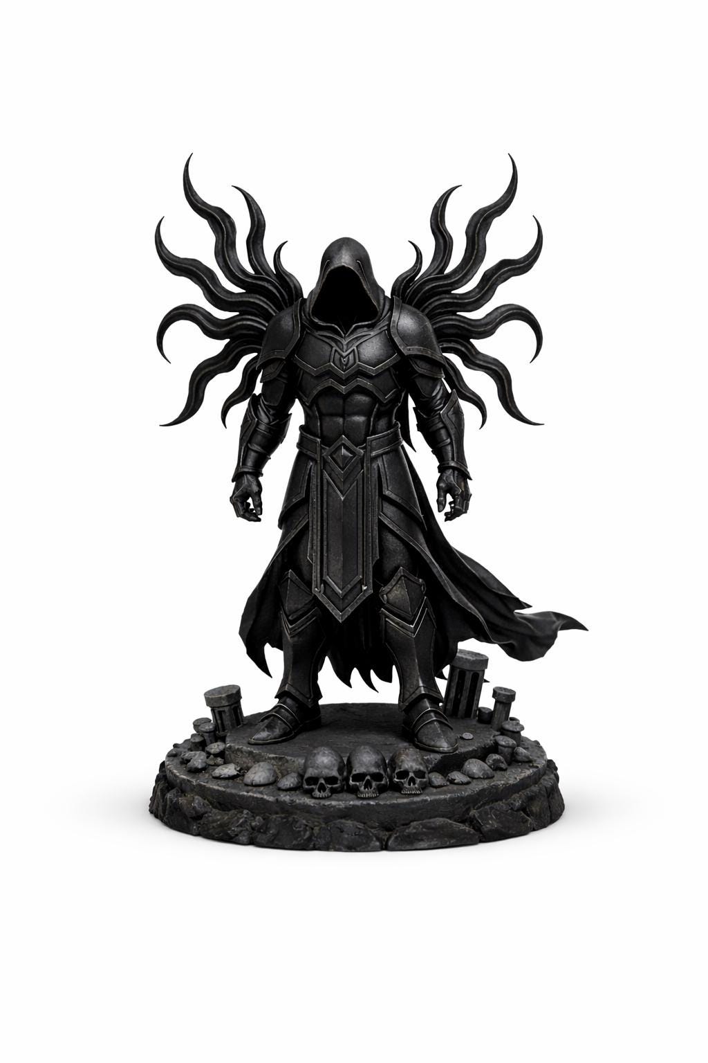 Dark Angel Figurine, DnD Miniature, Gothic Fantasy Statue, Shadow Warrior Sculpture