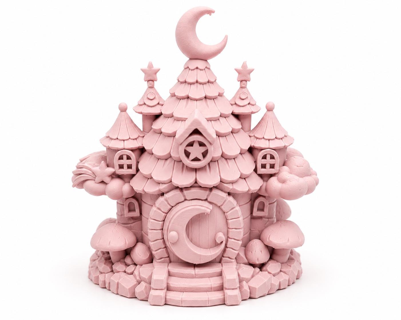 Moon Cottage Fairy House, Whimsical Fantasy Miniature, Cottagecore Desk Decor