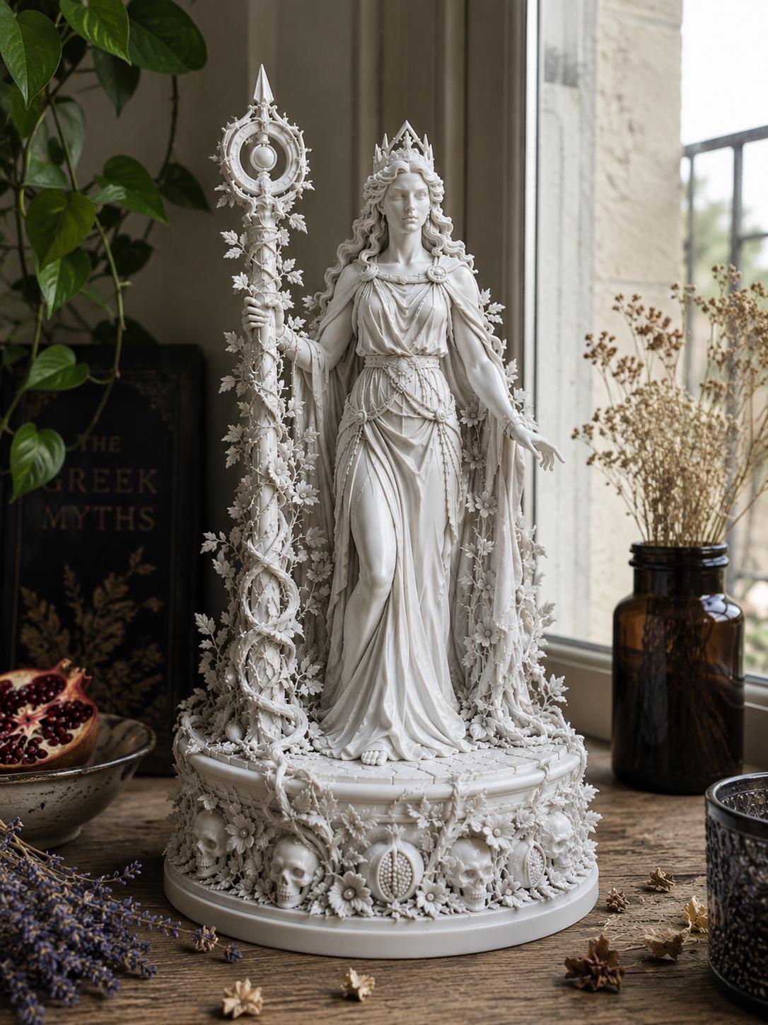 Persephone Statue, Greek Goddess Underworld Queen Sculpture, Gothic Mythology Figurine