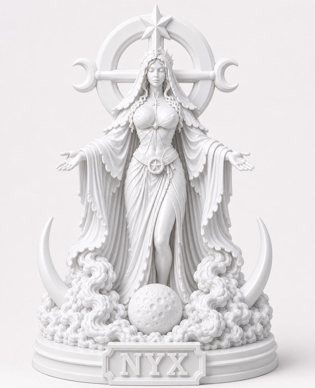 Nyx Goddess Statue, Greek Mythology Night Decor, Gothic Altar Figurine, Witchy Moon Sculpture