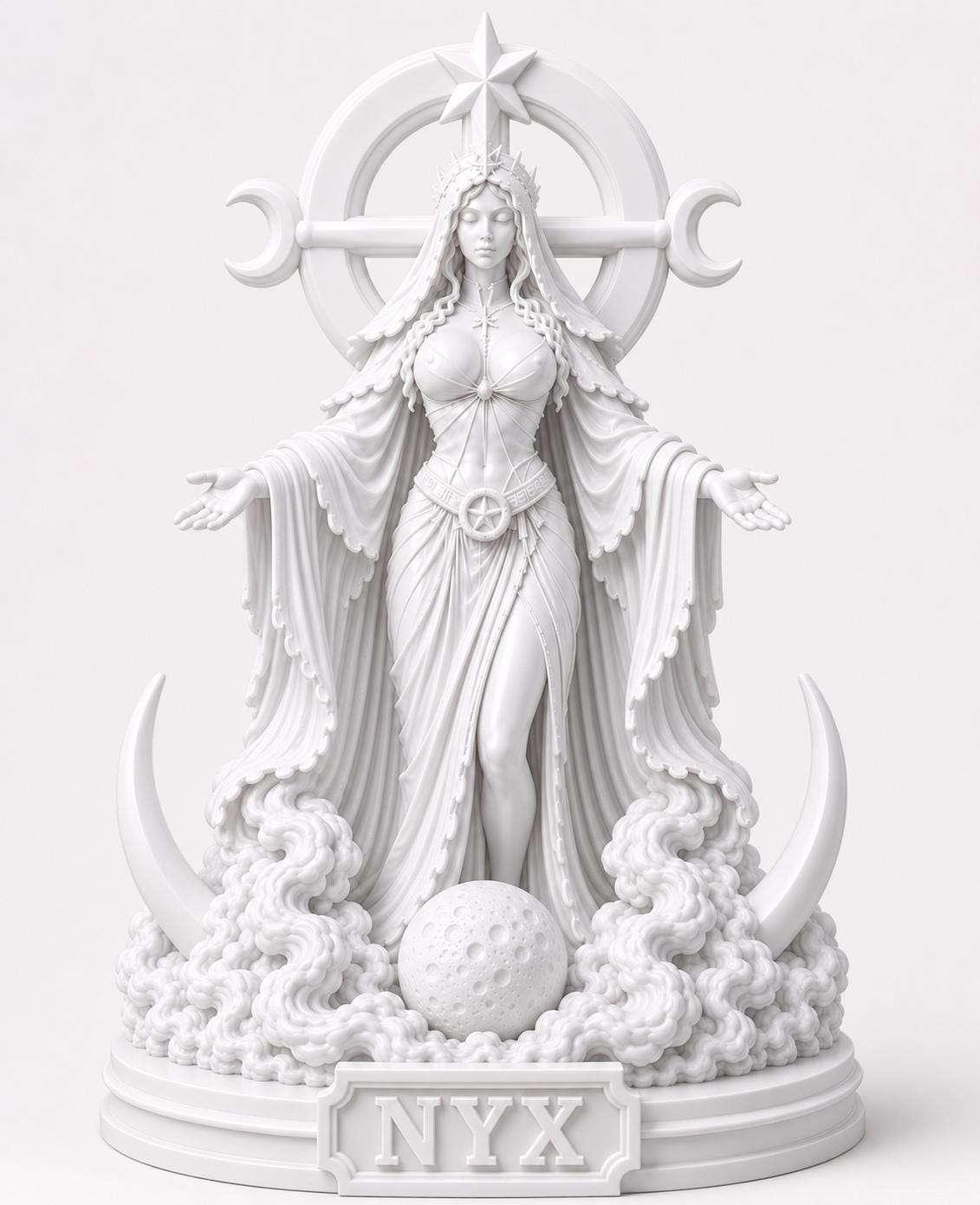 Nyx Goddess Statue, Greek Mythology Night Decor, Gothic Altar Figurine, Witchy Moon Sculpture