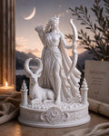 Artemis Greek Goddess Statue, Huntress Moon Deity Sculpture, White Pagan Altar Decor