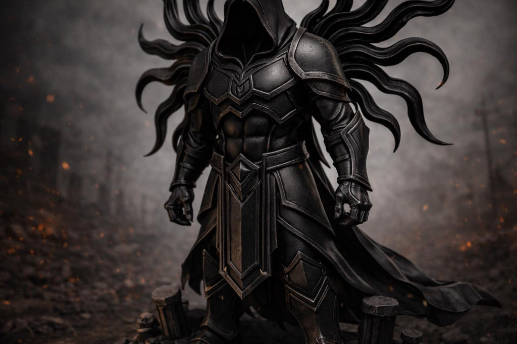 Dark Angel Figurine, DnD Miniature, Gothic Fantasy Statue, Shadow Warrior Sculpture