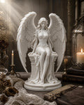 Guardian Archangel Statue, White Guardian Sculpture, Serene Wings Home Decor
