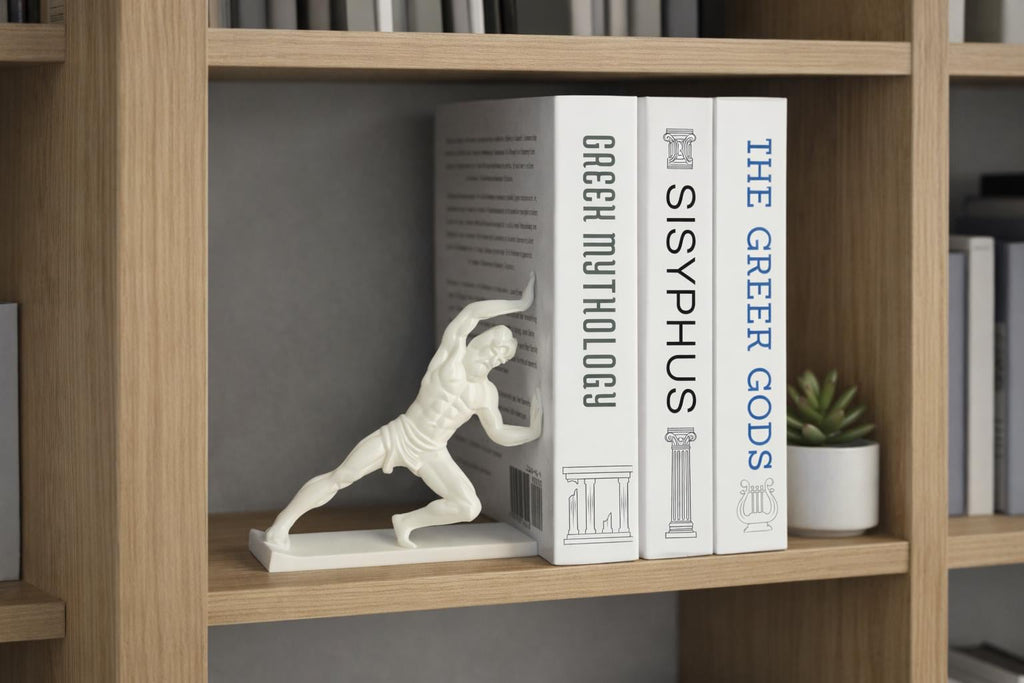 Greek Statue Bookend, Greek Myth Minimalist Shelf Decor, Modern Bookshelf Organizer