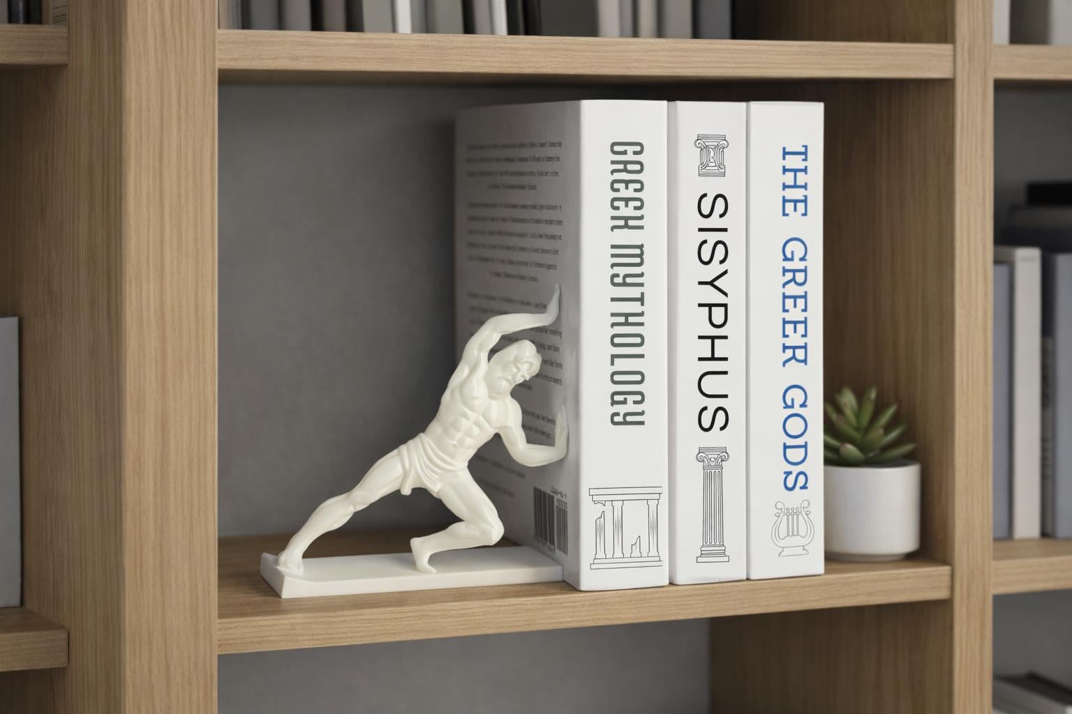 Greek Statue Bookend, Greek Myth Minimalist Shelf Decor, Modern Bookshelf Organizer