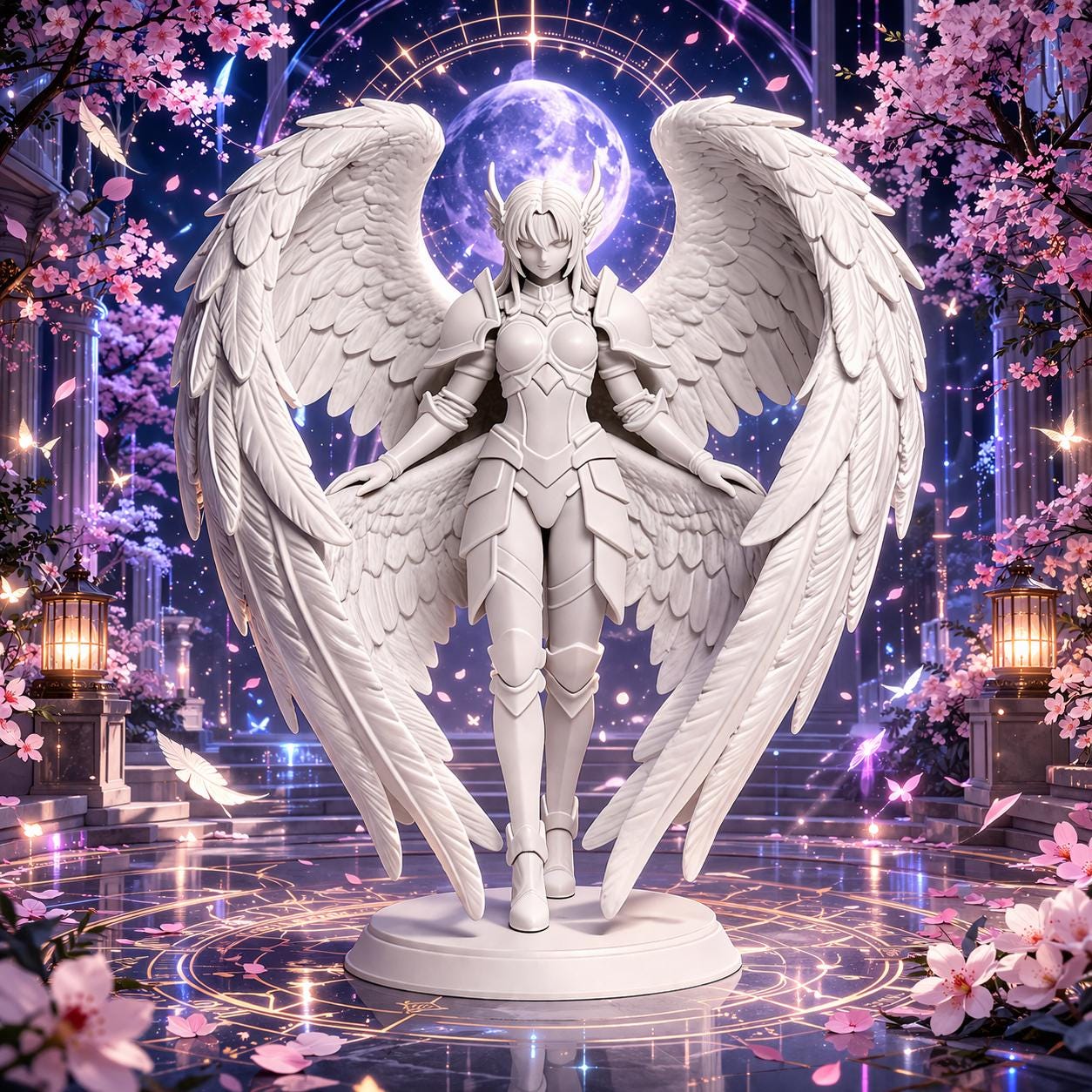 Angel Warrior Figurine, Celestial Guardian Statue, Winged Decor