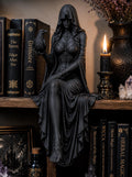 Gothic Raven Shelf Sitter Statue, Dark Feminine Reaper Figurine, Witchy Bookshelf Decor