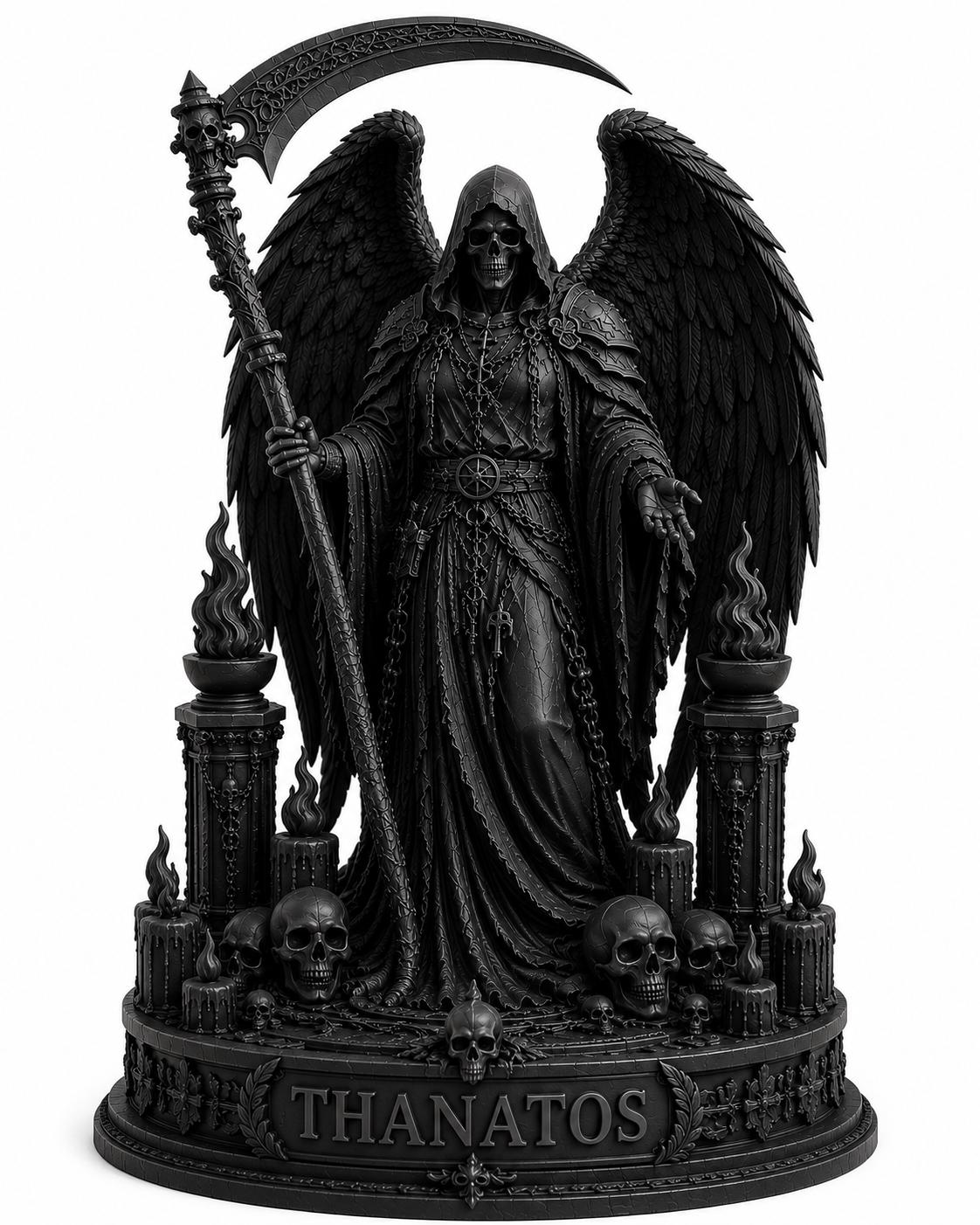 Thanatos Statue, Grim Reaper, Gothic Angel, Dark Fantasy Sculpture