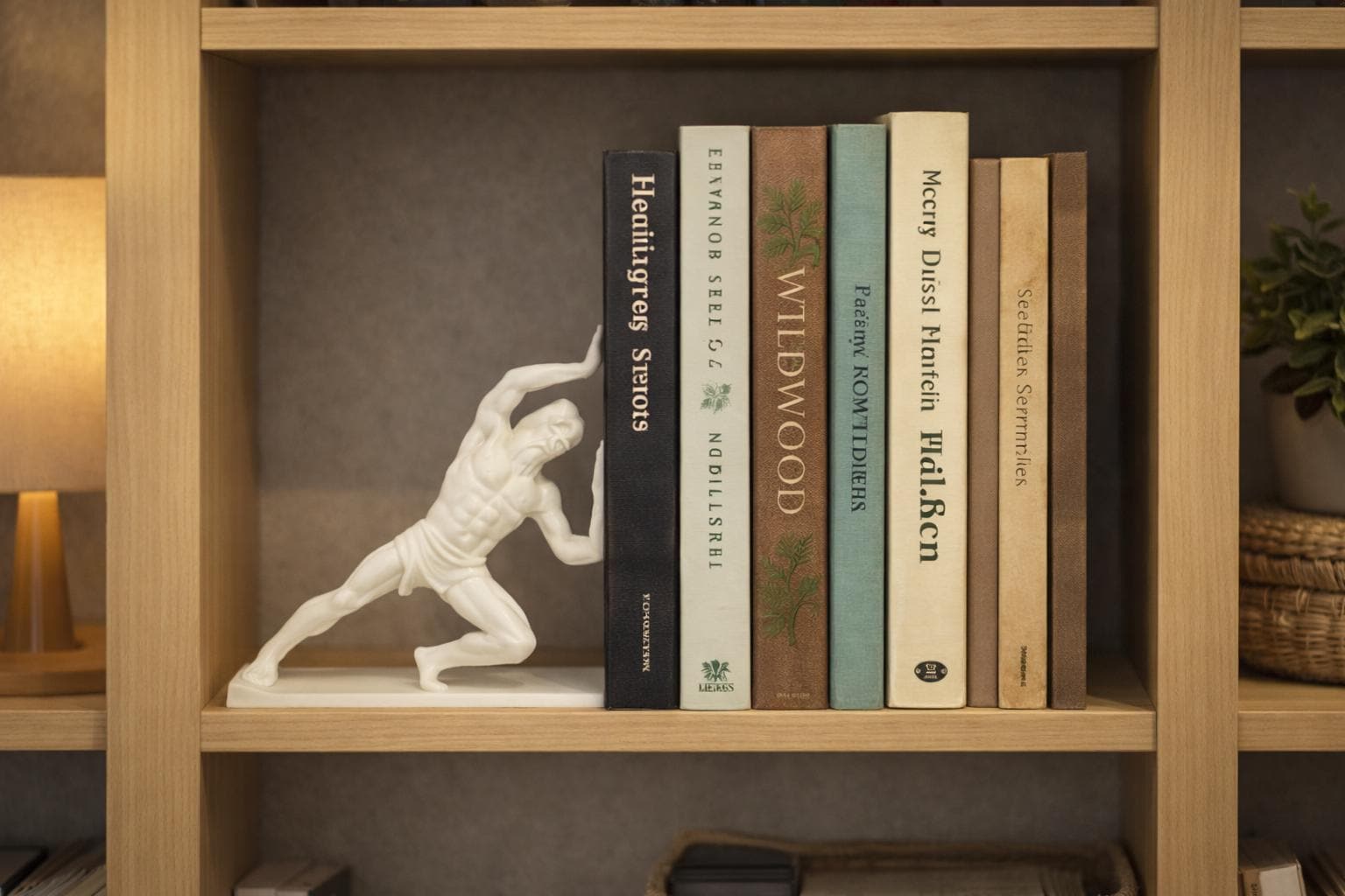 Greek Statue Bookend, Greek Myth Minimalist Shelf Decor, Modern Bookshelf Organizer