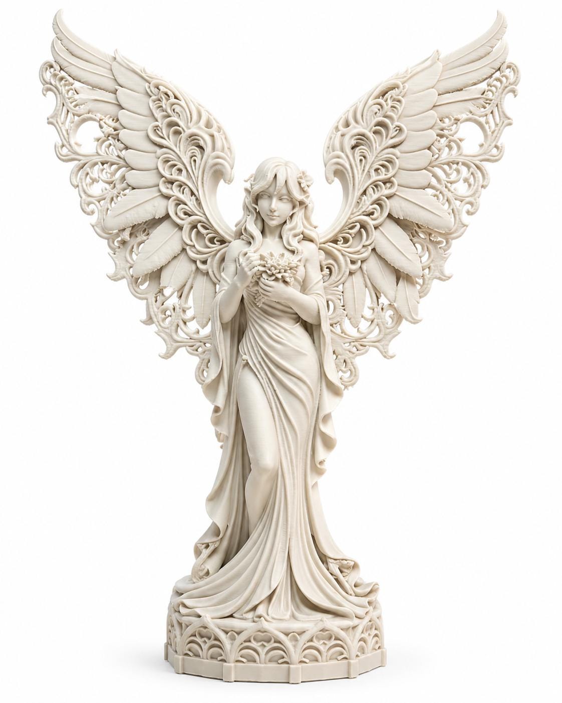 Guardian of Peace Angel Statue, Gothic Meditation Sculpture, Fantasy Spiritual Decor