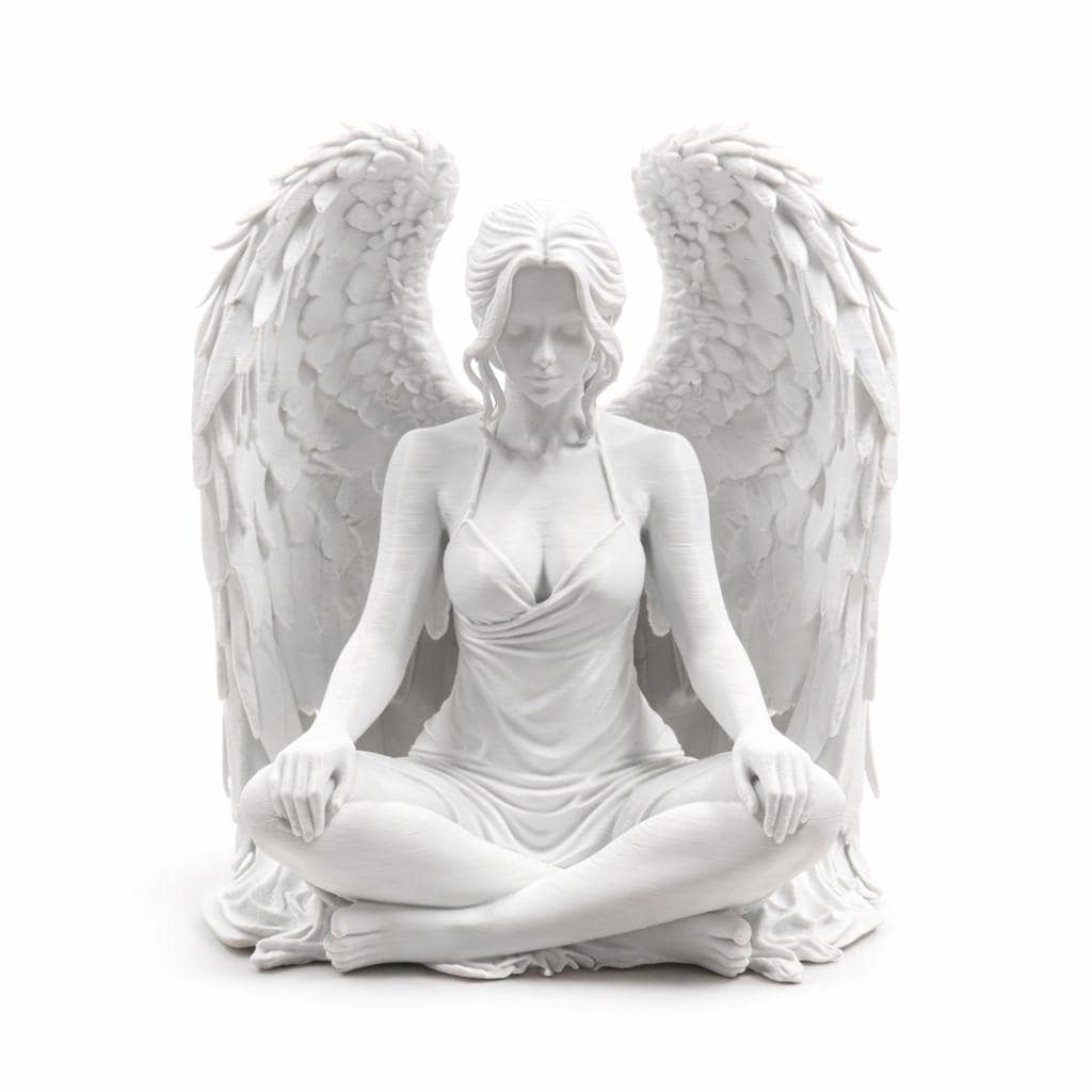 Silent Guardian Angel Statue, Gothic Meditation Sculpture, Fantasy Spiritual Decor