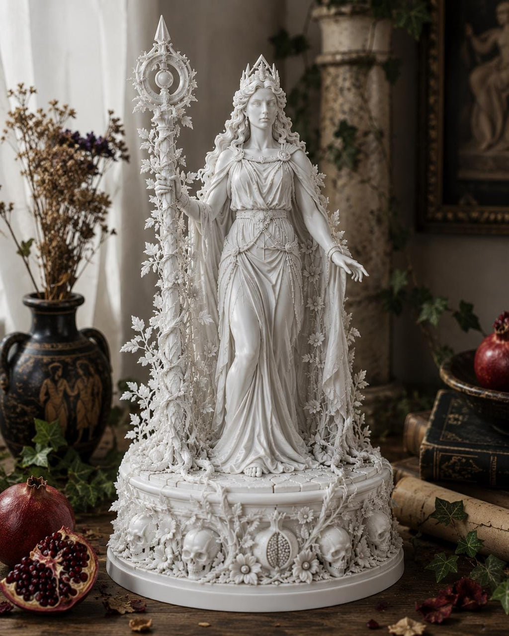 Persephone Statue, Greek Goddess Underworld Queen Sculpture, Gothic Mythology Figurine