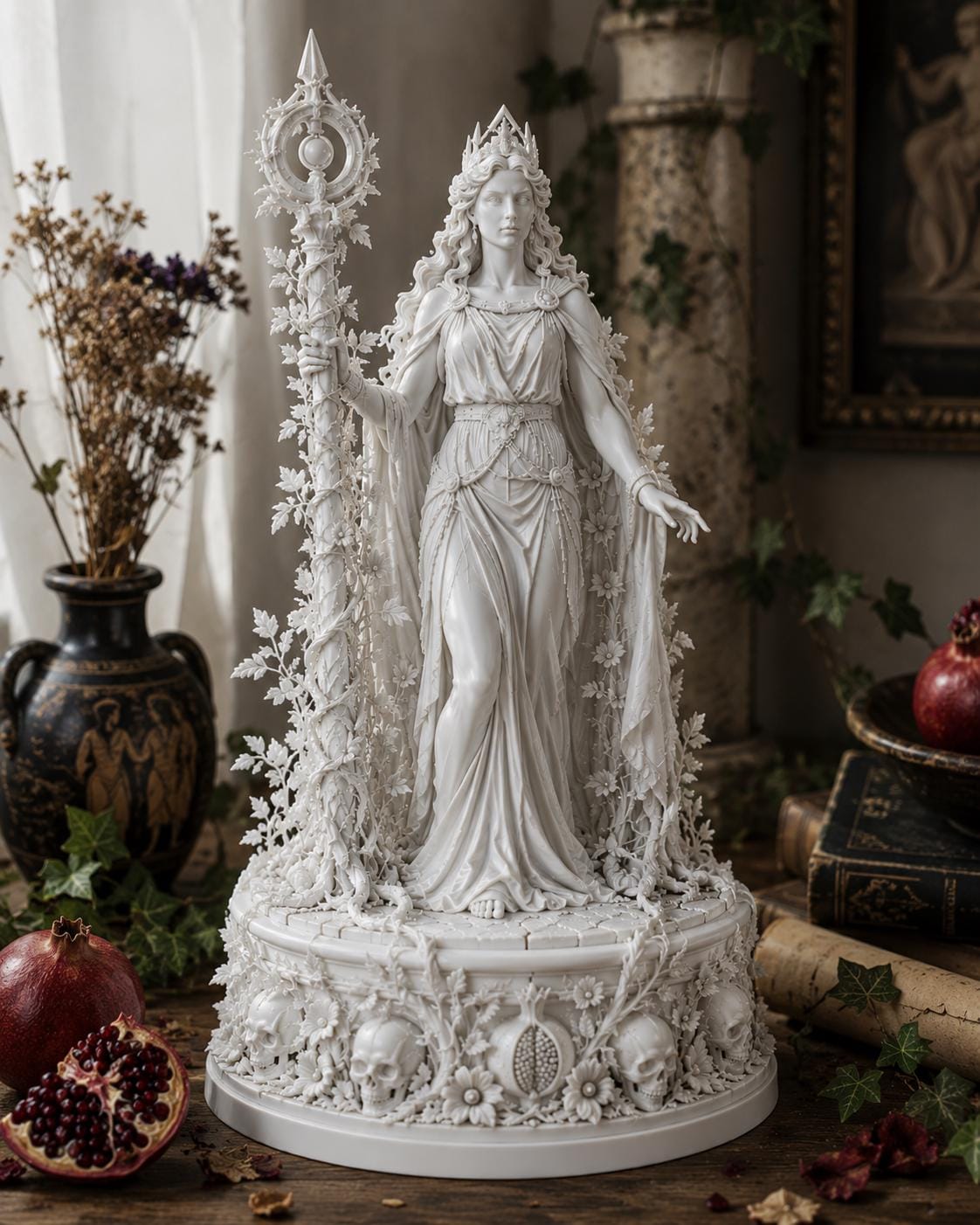 Persephone Statue, Greek Goddess Underworld Queen Sculpture, Gothic Mythology Figurine