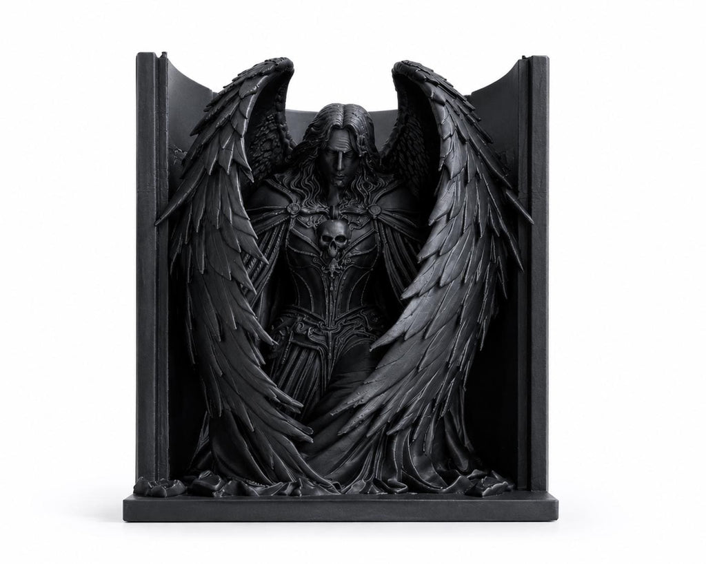 Dark Angel Book Nook, Gothic Fallen Statue, Dark Academia Shelf Decor