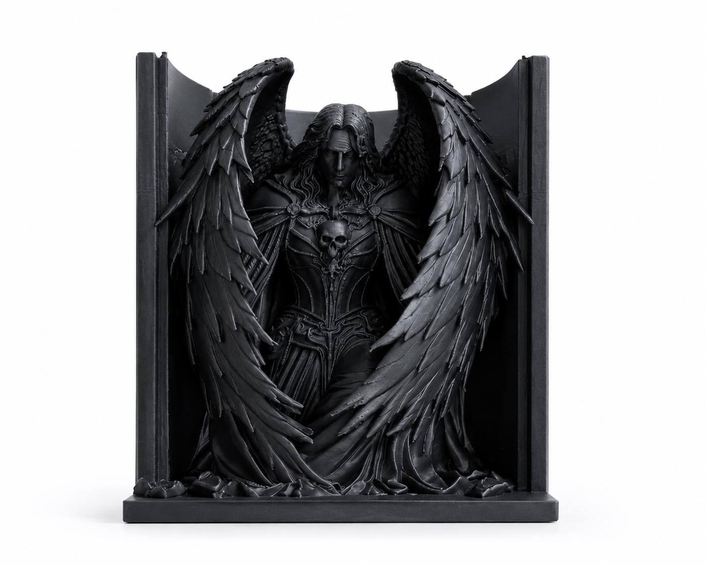 Dark Angel Book Nook, Gothic Fallen Statue, Dark Academia Shelf Decor