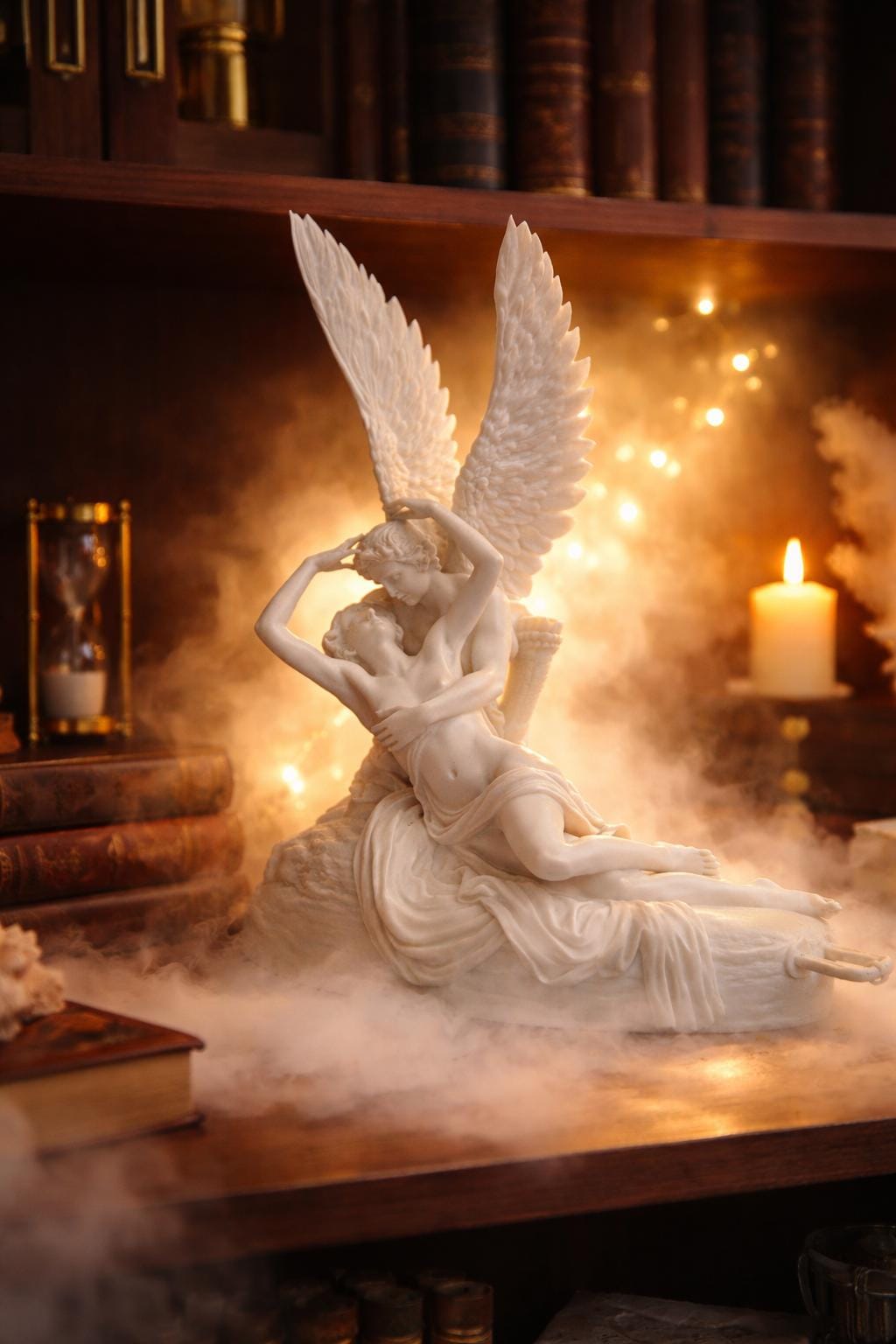 Cupid and Psyche Sculpture, Romantic Angelic Figure, Mythology Decor
