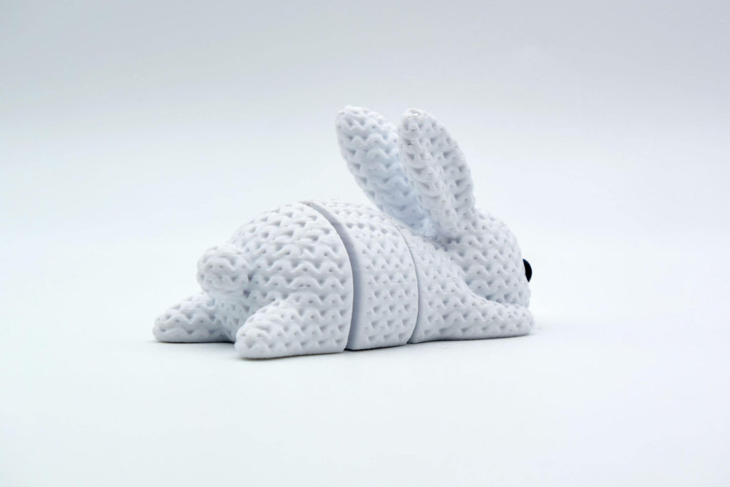 Articulated Bunny Keychain, Minimalist White Rabbit Bag Charm