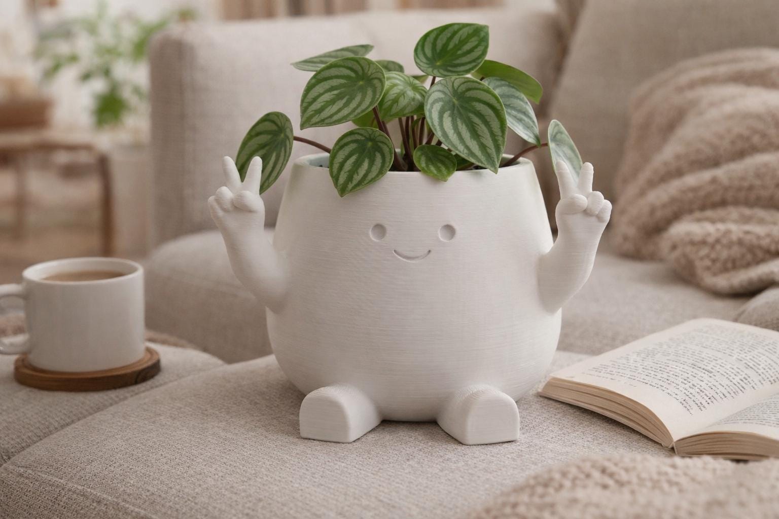 Peace & Peekaboo Planter Pot, Succulent Planters, Joyful Home Decor
