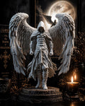 Dark Angel Statue, Hooded Winged Sculpture, Gothic Fantasy Decor